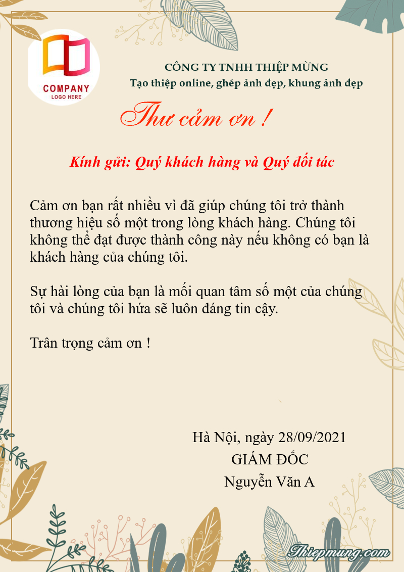 Mẫu Thư Cảm Ơn Đẹp: Lời Cảm Ơn Trân Thành và Chân Thực