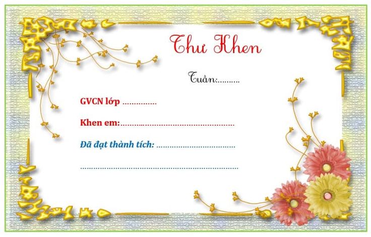 Mẫu Thư Khen Học Sinh Tiểu Học File Word