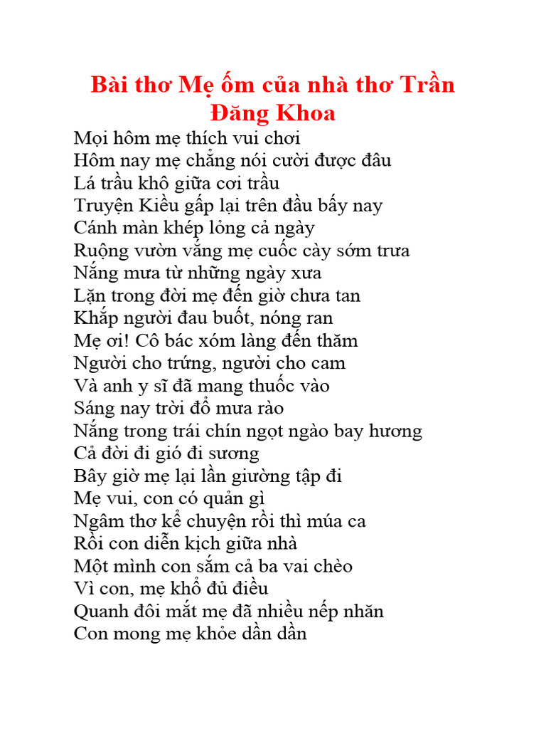Mẹ ốm - Trần Đăng Khoa Gallery 2