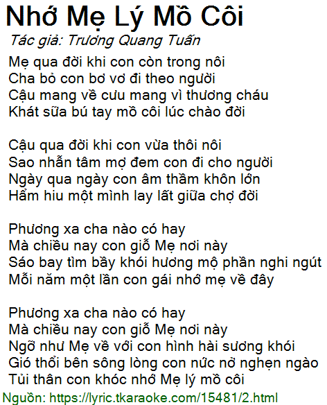 Mẹ qua đời khi con còn trong nôi