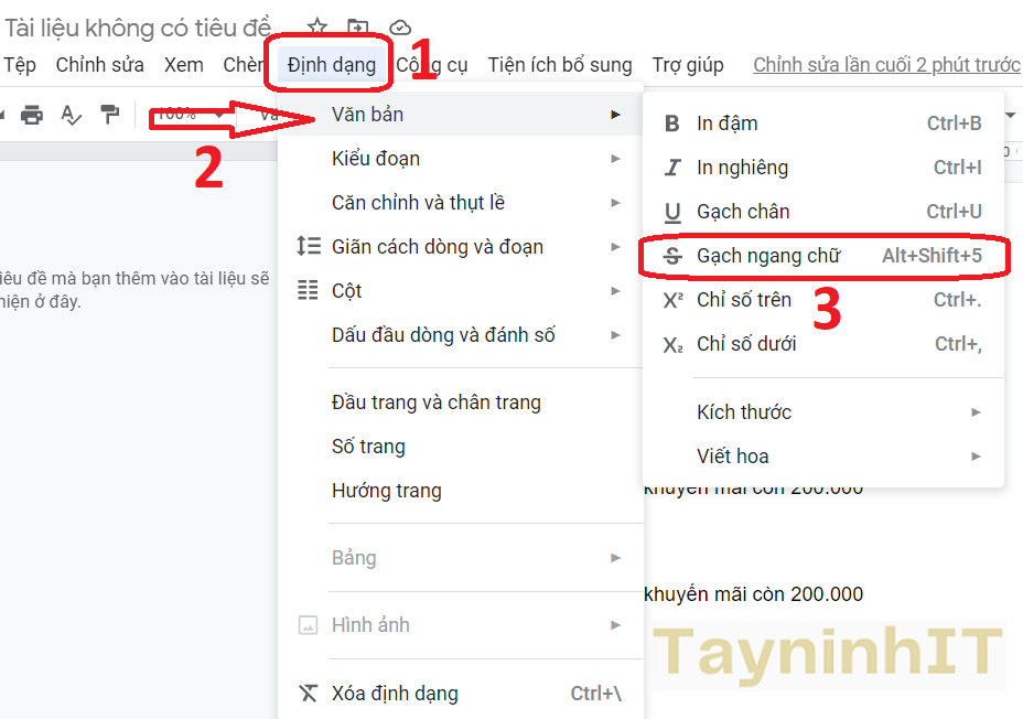 Gạch ngang chữ trong Google Docs Gallery 2