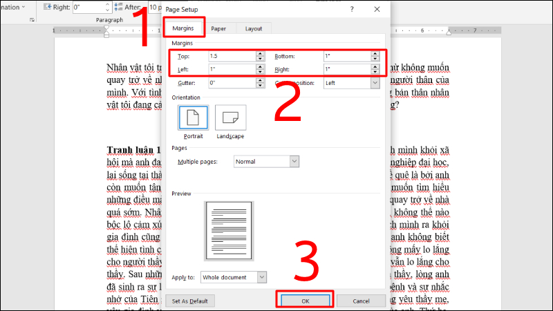 Lề chuẩn trong Word Gallery 2