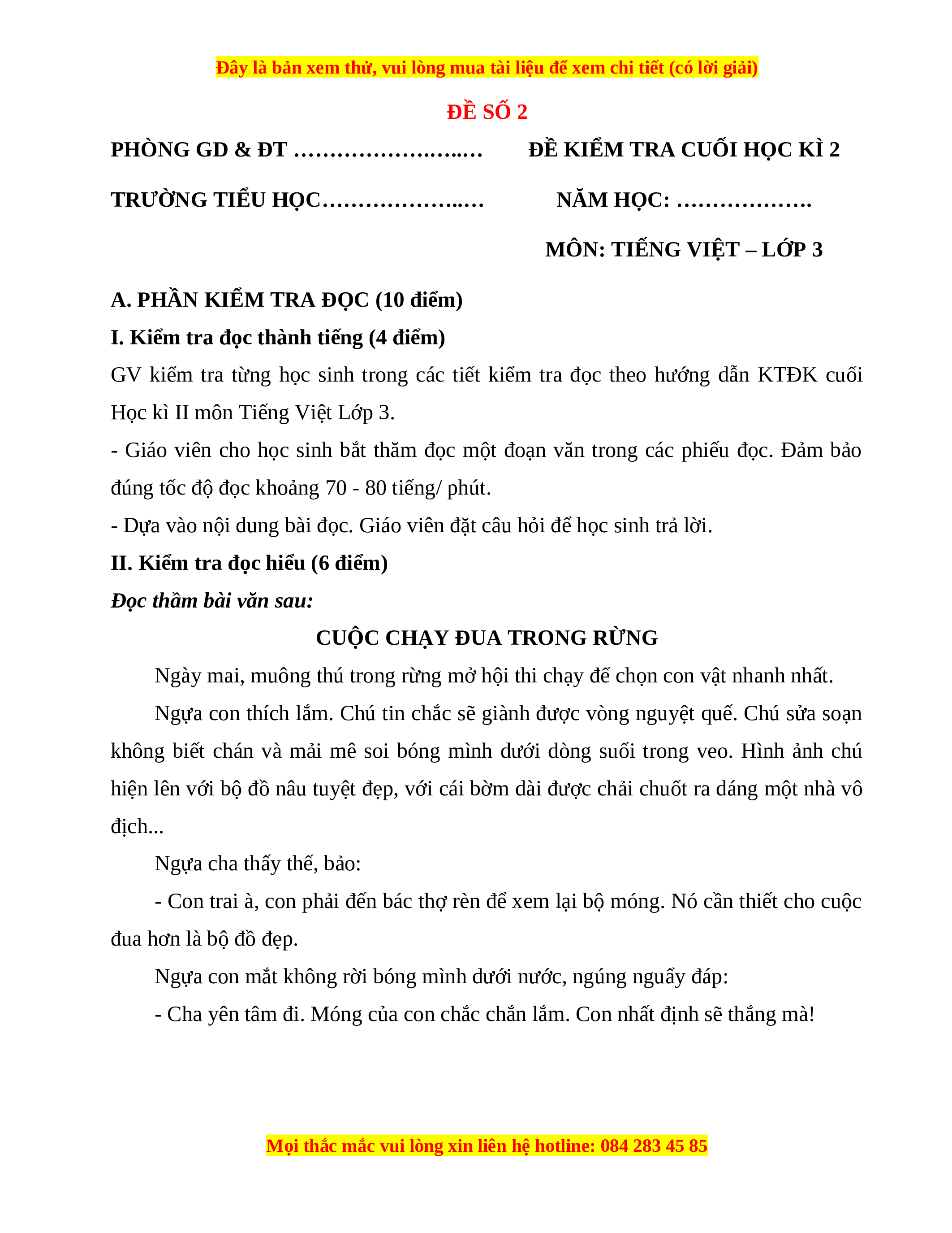 Đề thi cuối kì 2 lớp 3 môn Tiếng Việt Chân trời sáng tạo Gallery 2