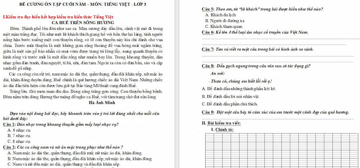 Đề Thi Cuối Kỳ 2 Môn Tiếng Việt Lớp 3 Gallery 2
