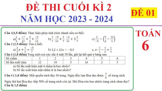 Đề Thi Toán Cuối Kì 2 Lớp 6 Gallery 2