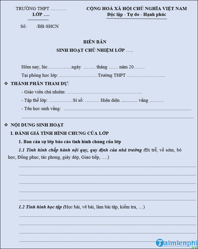 Cách Viết Biên Bản Sinh Hoạt Lớp THCS Chuẩn Gallery 2