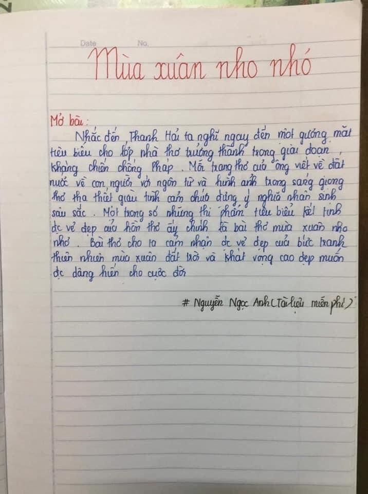 Mở Bài Mùa Xuân Nhỏ Nhỏ Hay Nhất