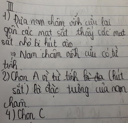Hiện tượng chứng tỏ nam châm vĩnh cửu có từ tính
