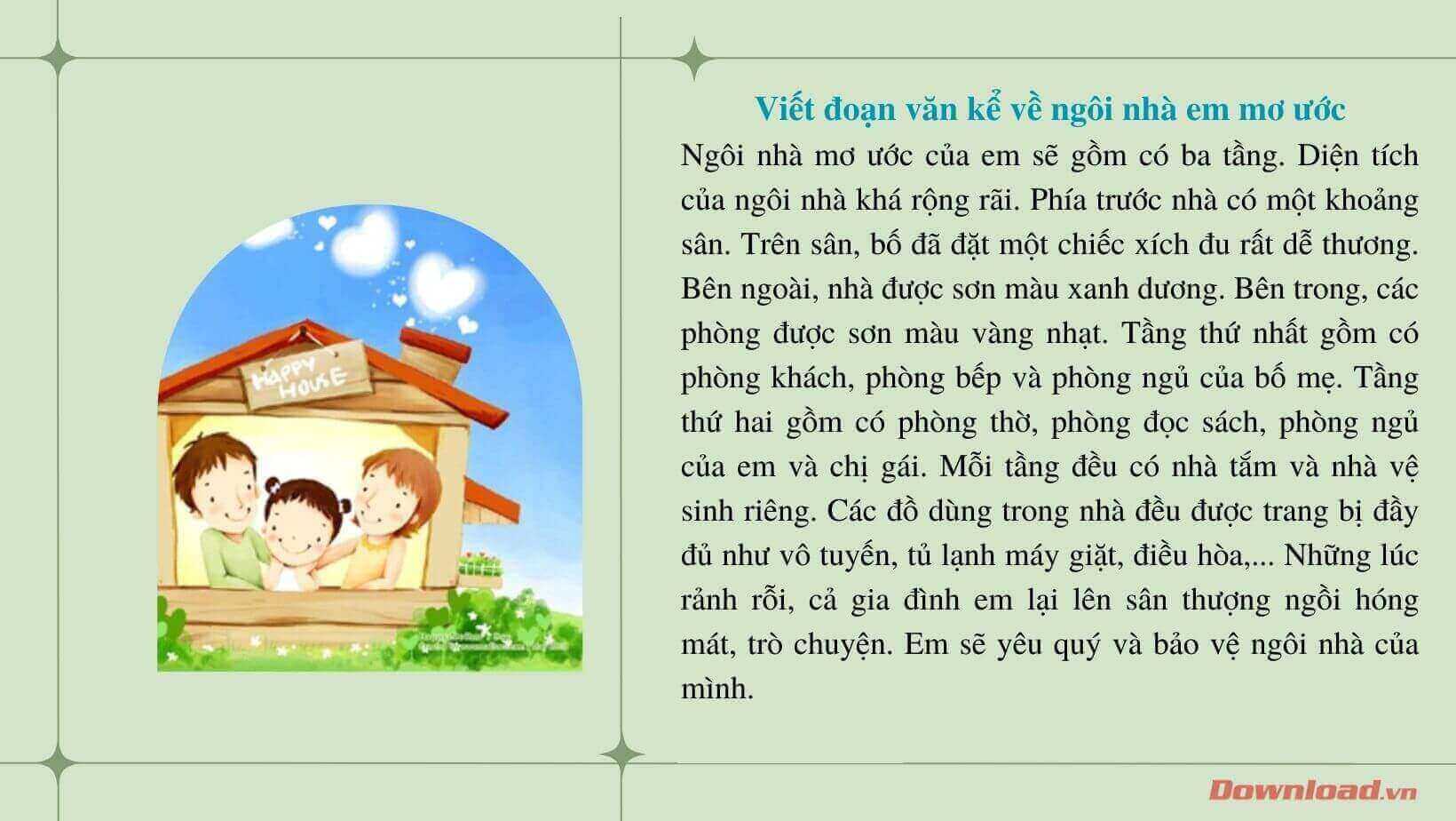 Viết đoạn văn tả ngôi nhà của em lớp 3 Gallery 1