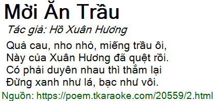 Mời Trầu Hồ Xuân Hương: Thơ, Nghệ Thuật Và Ý Nghĩa
