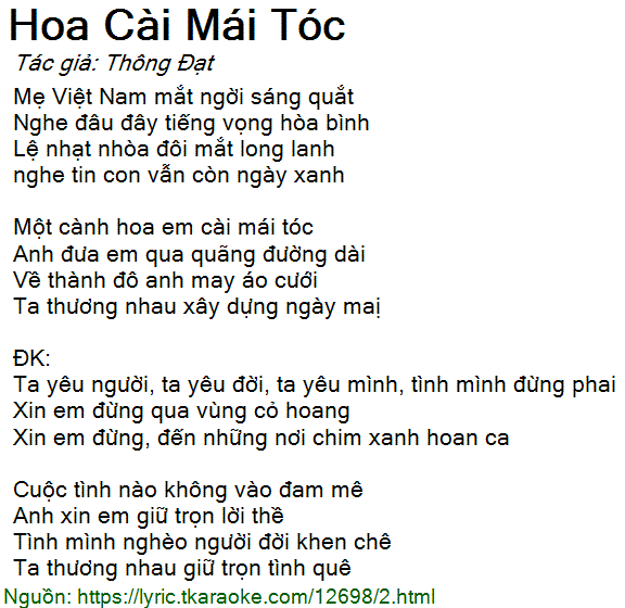 Một Cành Hoa Em Cài Mái Tóc