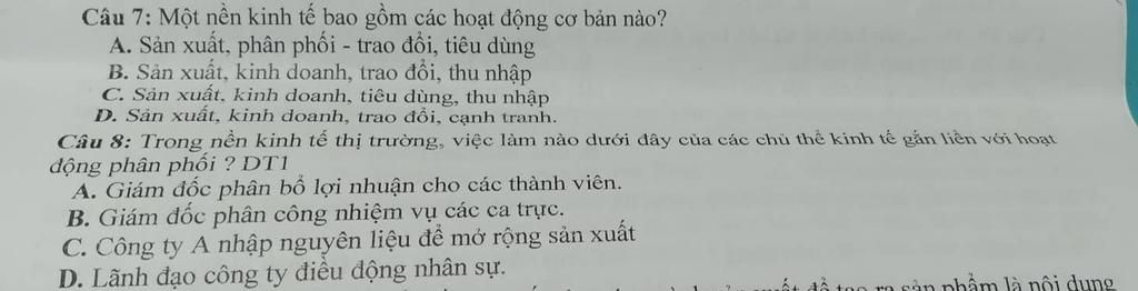 Nền kinh tế bao gồm những hoạt động cơ bản nào?