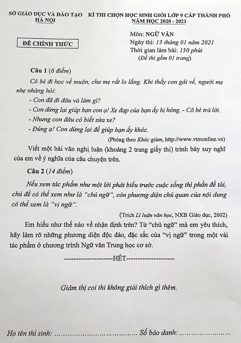 Một số đề thi