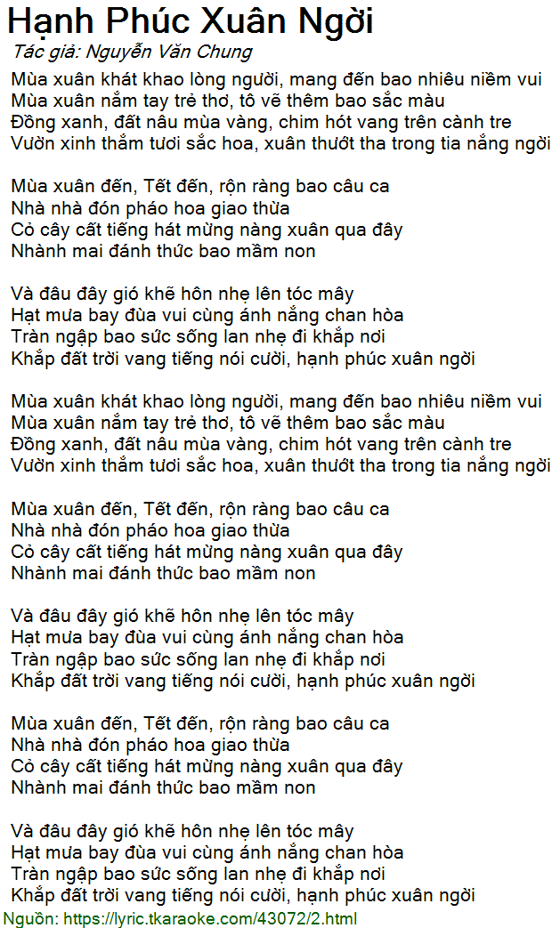 Mùa Xuân Đến Tết Đến Rộn Ràng Bao Câu Ca