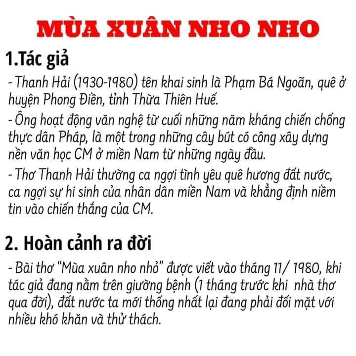 Hoàn cảnh sáng tác Mùa xuân nho nhỏ