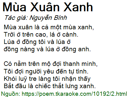 Mùa Xuân Xanh của Nguyễn Bính