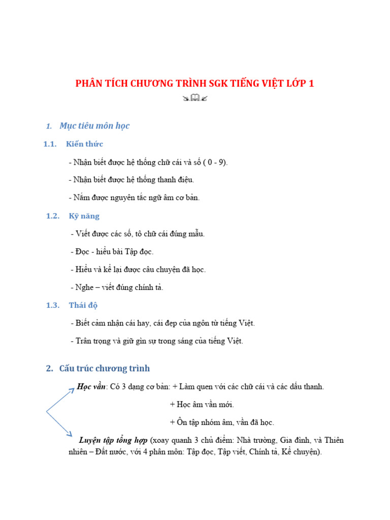 Mục tiêu môn Tiếng Việt lớp 1 chương trình mới Gallery 2