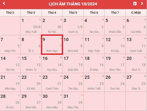 Mùng 9 tháng 10 là ngày gì?
