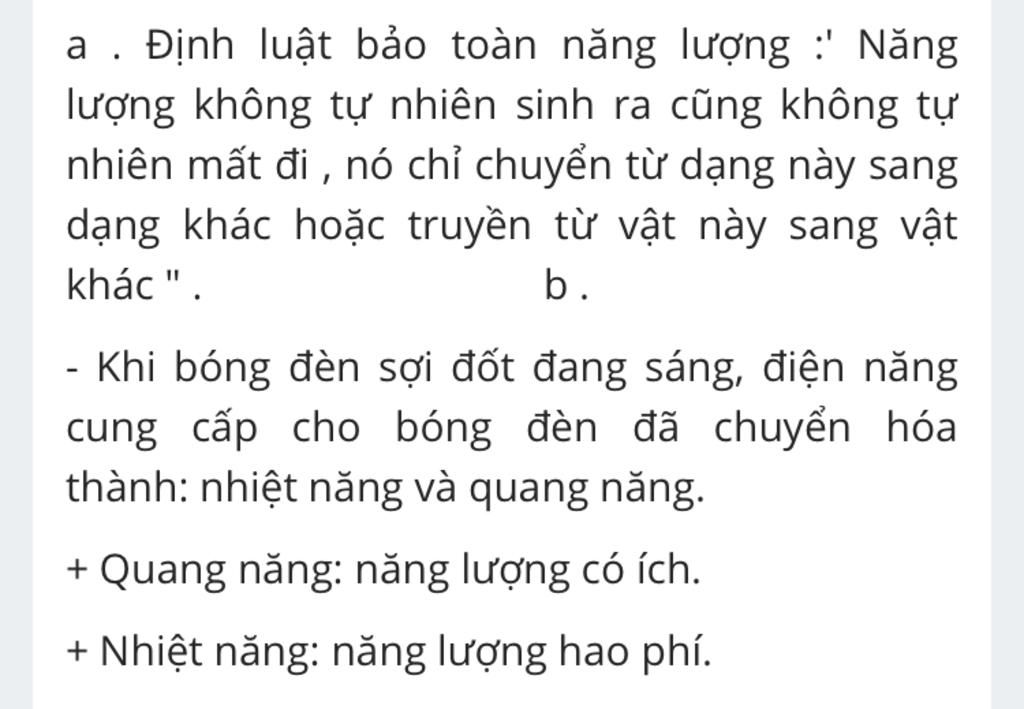 Năng lượng không tự nhiên sinh ra cũng không tự nhiên mất đi