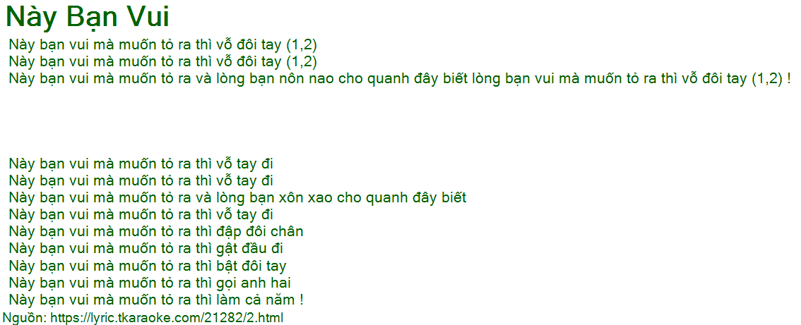 Này bạn thân yêu ơi ta vui ta cùng vỗ tay