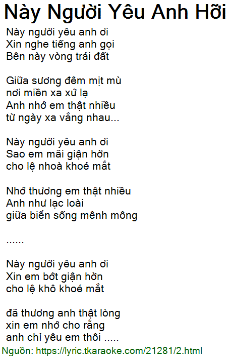 Này Người Yêu Hỡi