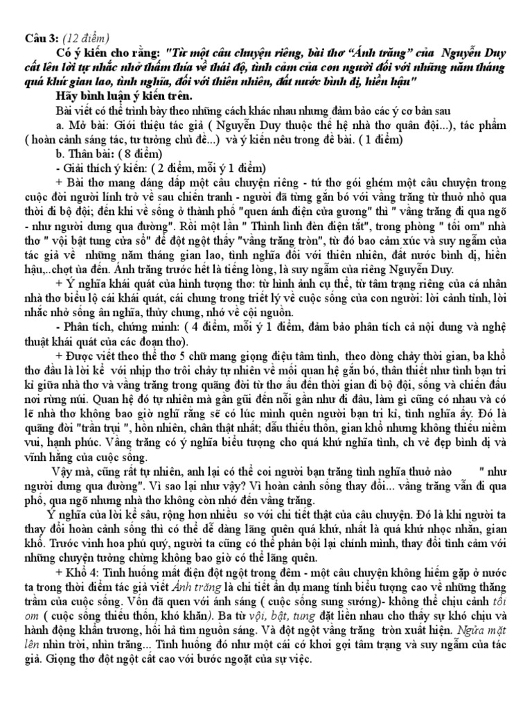 Nét đẹp ân tình thủy chung của người Việt Nam qua hai bài thơ "Bếp lửa" và "Ánh trăng"