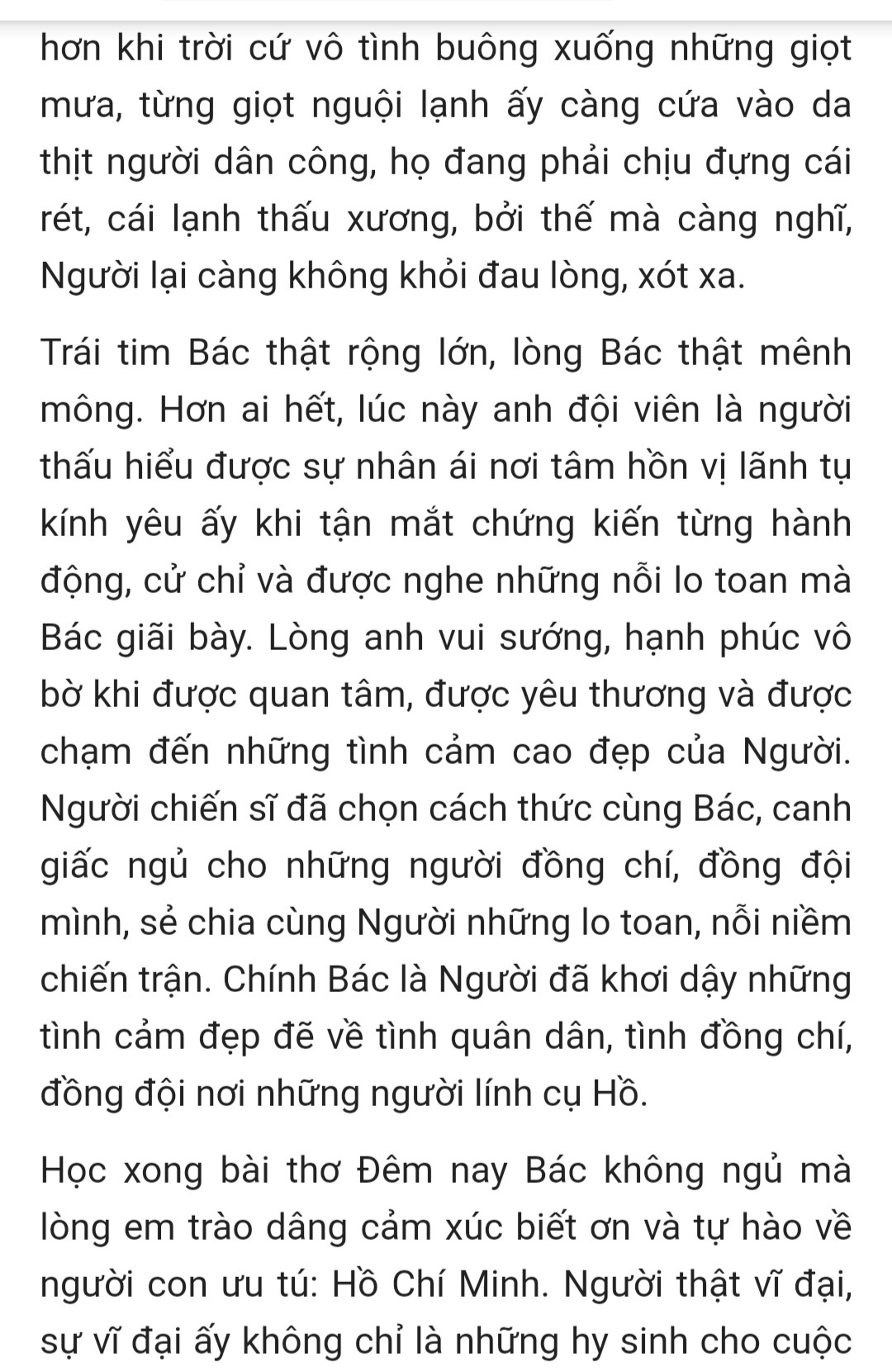 Cảm nghĩ của em về Bác Hồ
