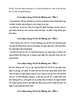 Cảm nhận về bài thơ Đường núi trước và sau khi đọc bài viết của Vũ Quần Phương