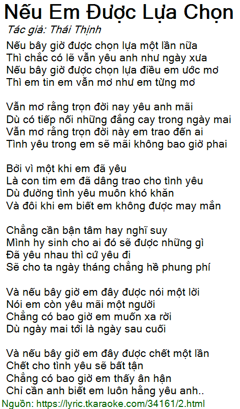 Nếu Em Được Lựa Chọn