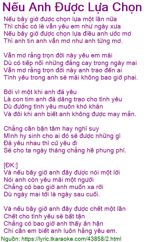 Nếu Em Được Lựa Chọn Lyric Gallery 2