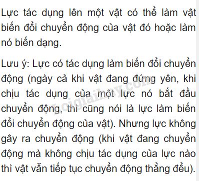 Kết quả tác dụng của lực là gì?