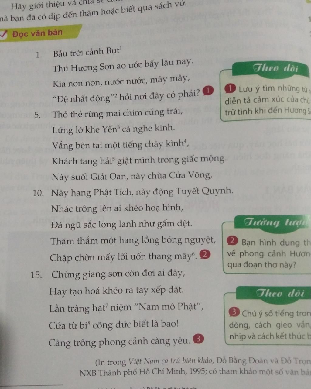 Một số từ ngữ để khái quát vẻ đẹp của phong cảnh Hương Sơn được gợi tả qua các đoạn thơ