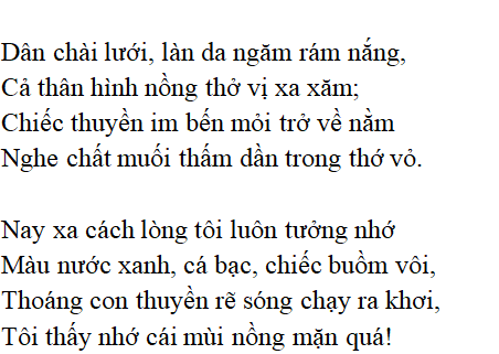 Nội dung chính của đoạn thơ Quê Hương