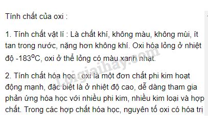 Tính chất vật lý của oxi