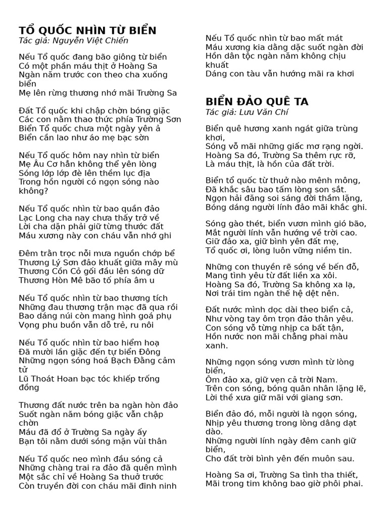 Nếu Tổ quốc Hôm Nay Nhìn Từ Biển