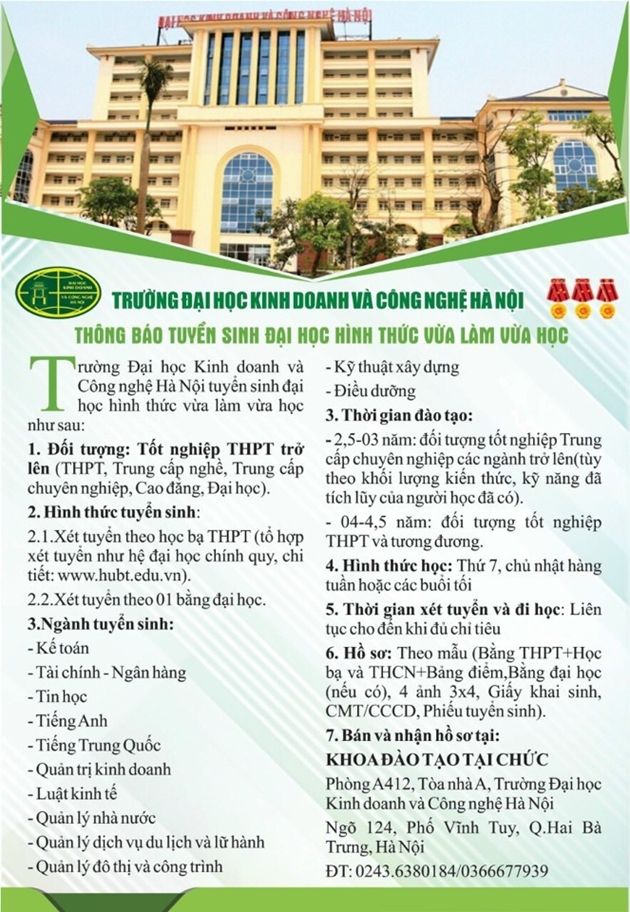 Trường Kinh doanh và Công nghệ Hà Nội xét học bạ 2023 Gallery 2