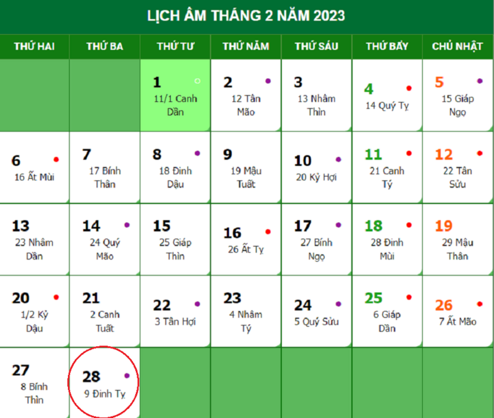 Ngày 28 tháng 2 năm 2023 là thứ mấy?