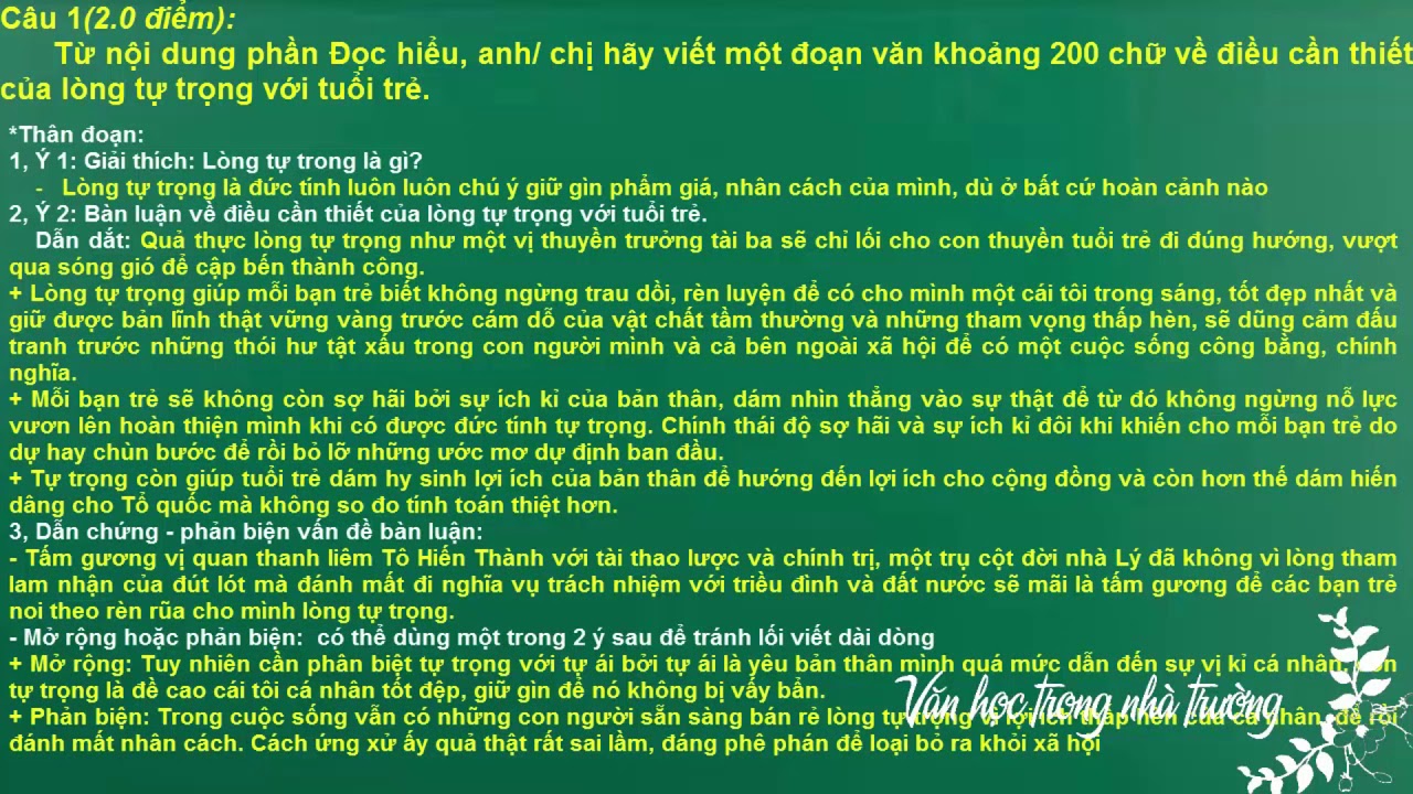 Nghị luận về lòng tự trọng 200 chữ