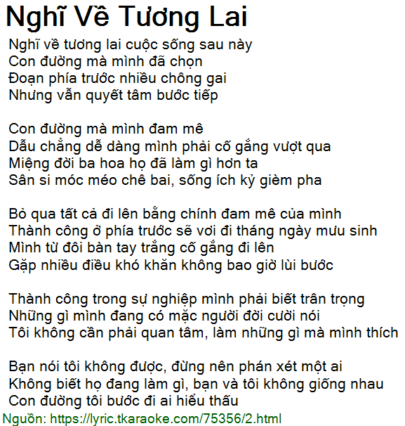 Nghĩ về tương lai cuộc sống sau này và con đường mình đã chọn