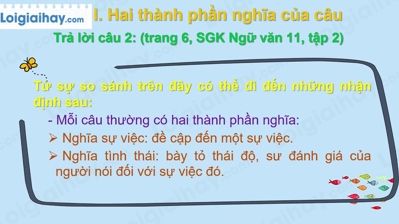 Nghĩa của câu lớp 11