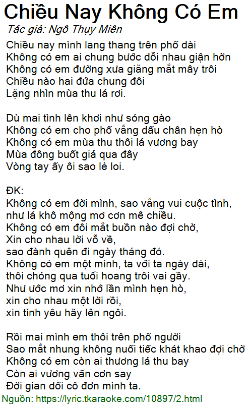 Ngô Thùy Miên Chiều Nay Không Có Em