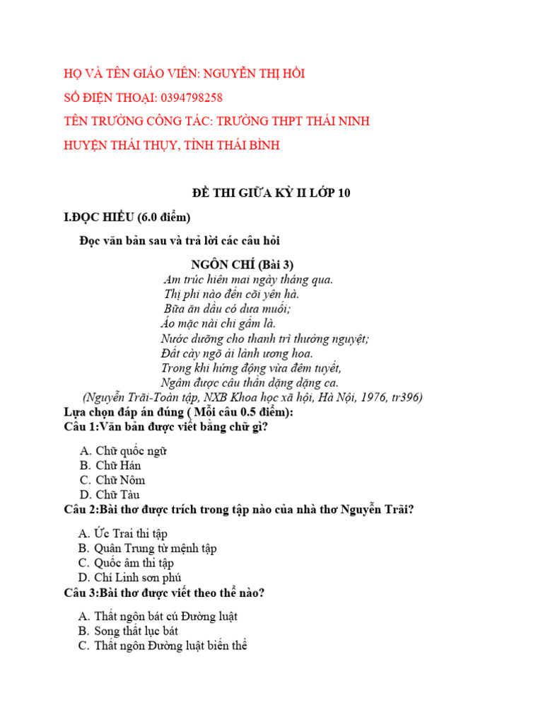 Phân tích Ngôn Chí Bài 3