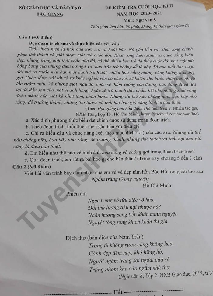 Tổng hợp kiến thức Ngữ Văn 8 Học Kỳ 2