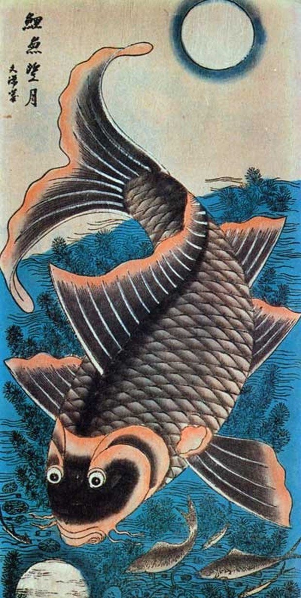 Cá Chép Trông Trăng Tranh Hàng Trống Gallery 2