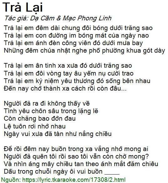Trả Lại Em Đêm Dài Chung Đôi Bóng Dưới Trăng Sao Gallery 1
