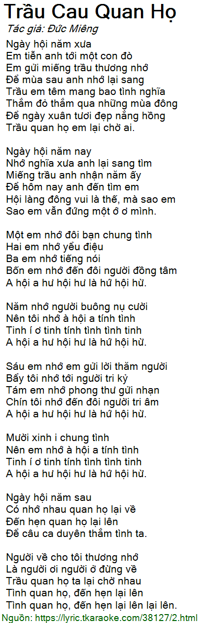 Lời Bài Hát Trầu Cau Quan Họ Gallery 2