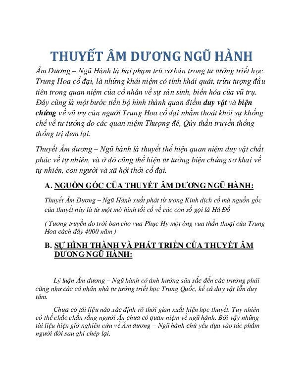Học thuyết Âm Dương Ngũ Hành PDF Gallery 1