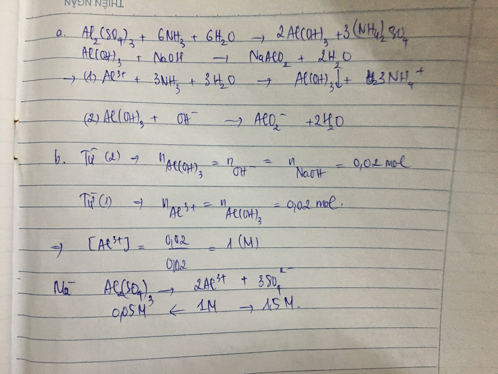 Phản ứng giữa NH3 dư và Al2(SO4)3