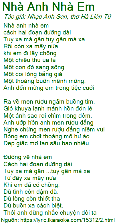 Nhà anh nhà em cách hai đoạn đường dài