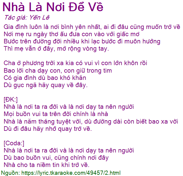Nhà là nơi ấm áp để về